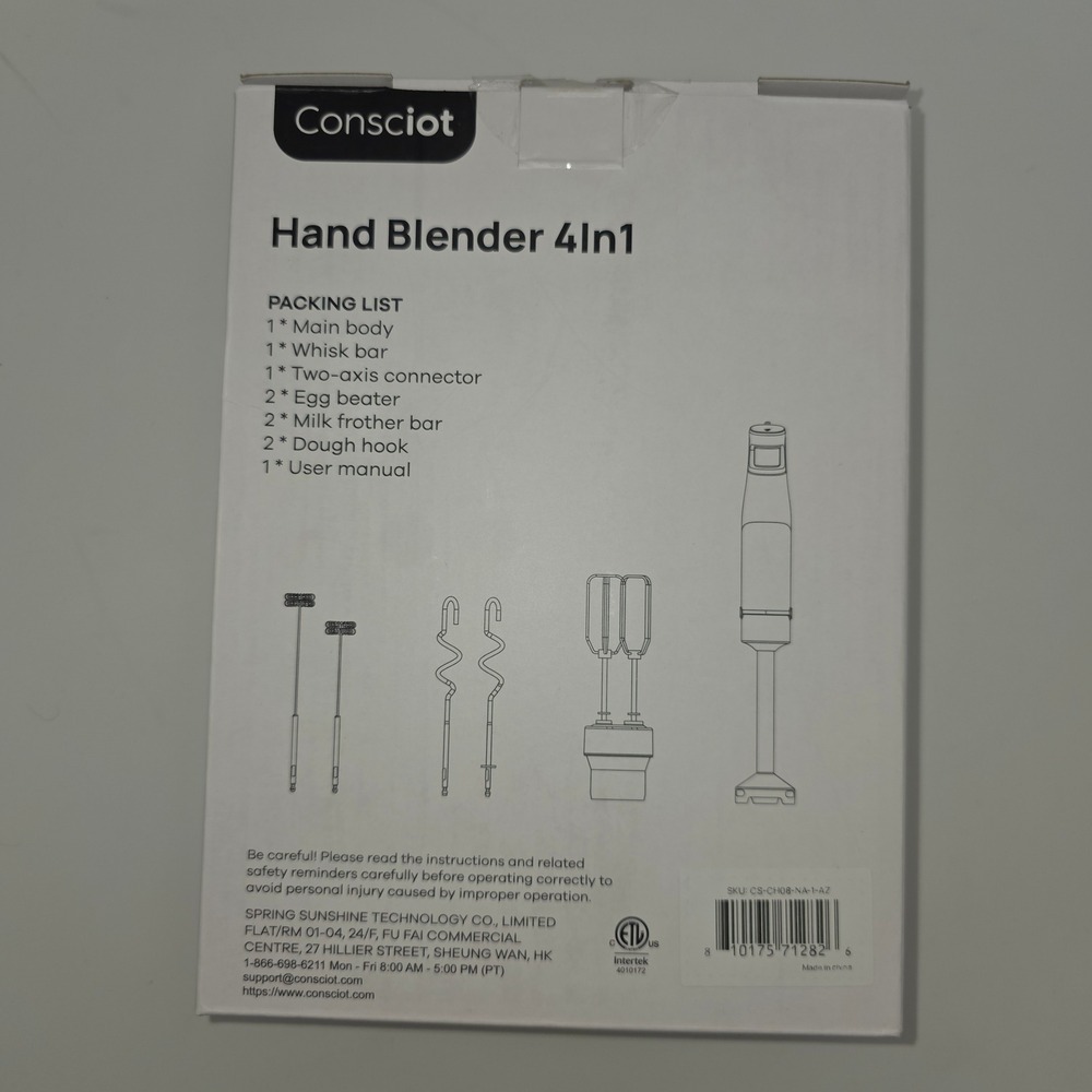 Consciot Hand Blender 4In1 Unisex OS Silver New Multi-Functional Mixer CS-CH08
